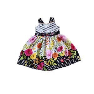 Jayne Copeland Girls Floral Polka Dot Print Dress Sz 4